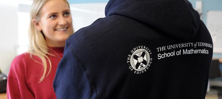 School of Maths logo on the back of a hoody